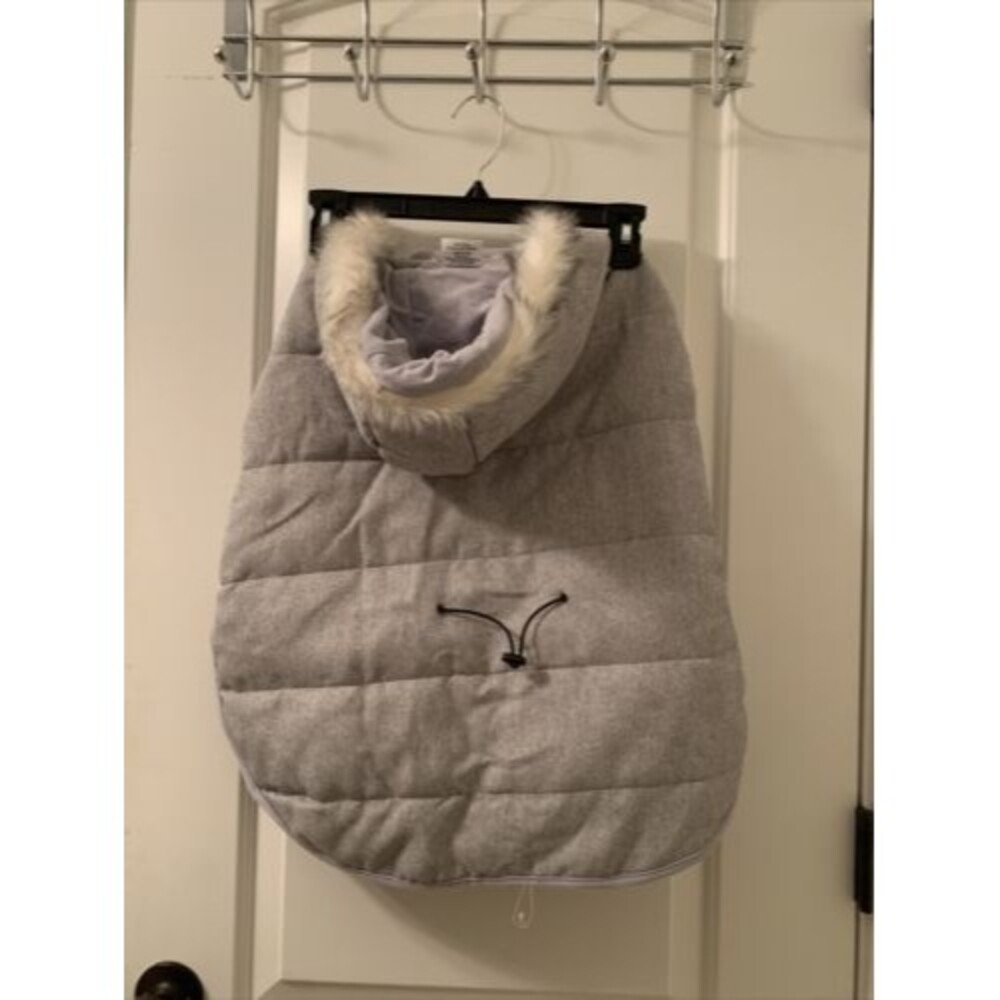 Pet Dog Cat Gray Twill Vest Jacket Coat Fur Trim Size XL